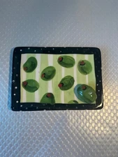 Lynn Morris rectangle olive plate with 3D olive figurine