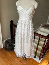 Thirty Thirty L/A White 3D Pop Out Butterfly Corset Bustier Midi Dress Size S