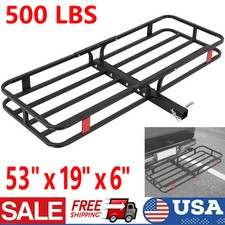500lbs Trailer Hitch Mount Cargo Basket Luggage Rack Carrier For Suv Car Truck