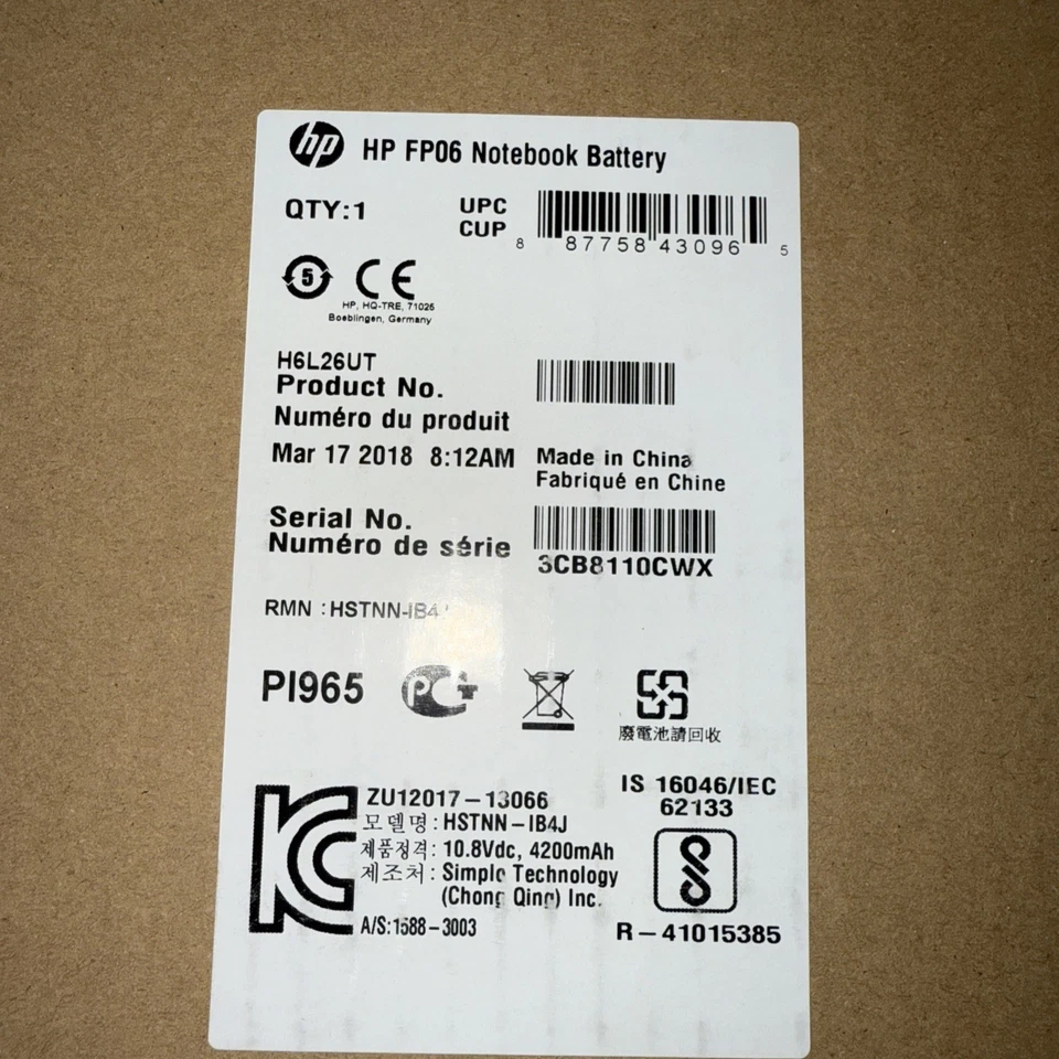 Batería para portátil HP Fp06 nueva OEM para HP Probook 440 445 450 455 470 G1 Foto 2 de 3