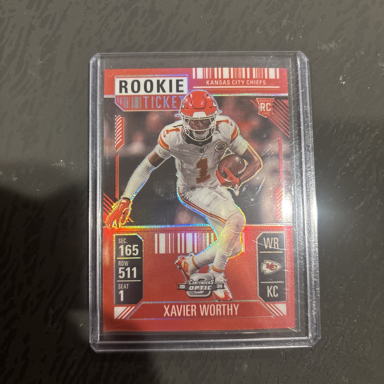 2024 Contenders Optic - Rookie Ticket Xavier Worthy #100 Red Prizm /199 (RC)