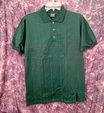 80s GANT 'the Rugger' Green Polo Shirt Vertical Striped Golf Tennis USA-Made New