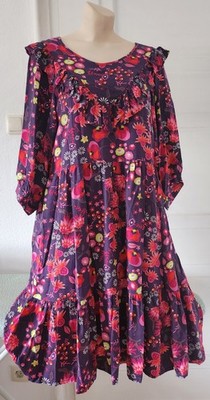 Blutsgeschwister Boho Kleid Gr. M /L ''Falbala di Farfalla'' Bunte Blumen Hippie