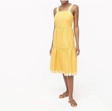J.Crew Womens Yellow Eyelet Midi Dress Size 8 Cotton Blend Sundress NWT