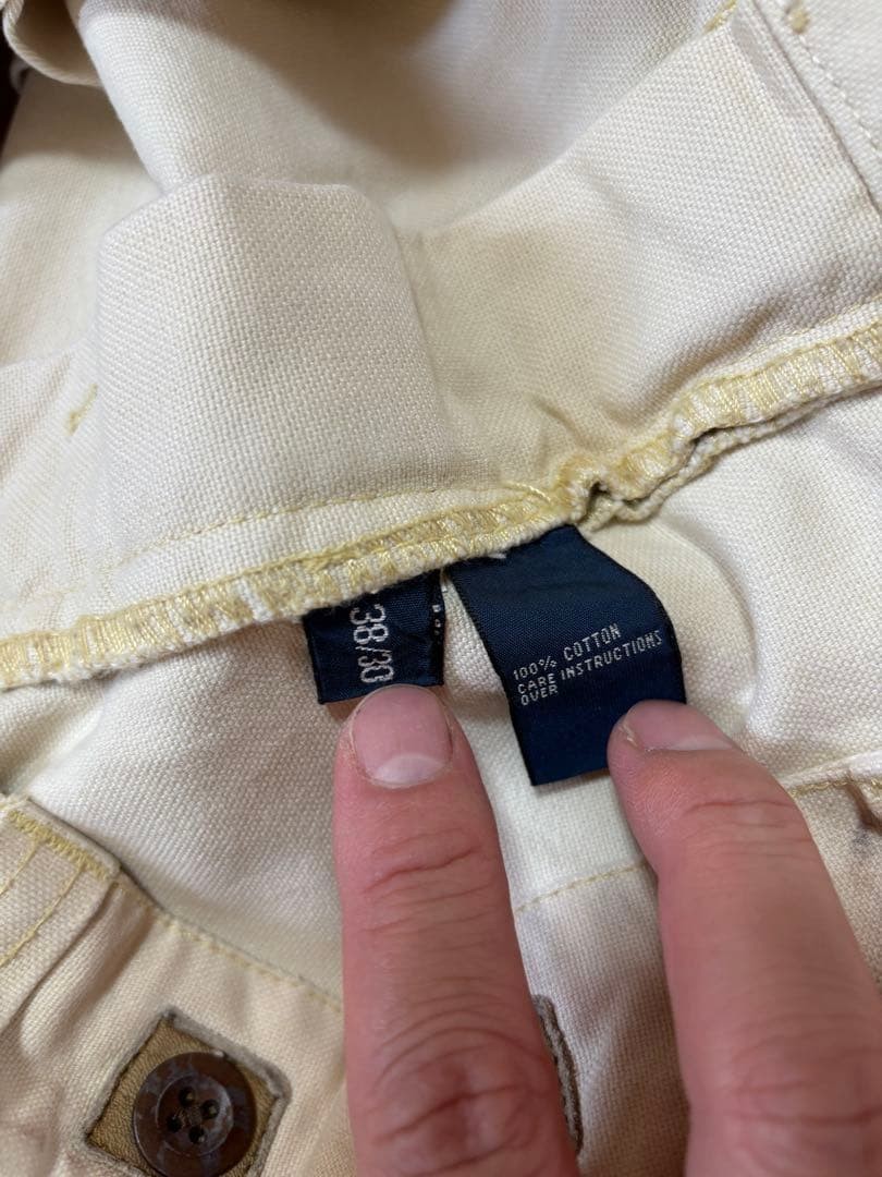 White/Beige Patchwork Work Pants Vintage Effect V… - image 4