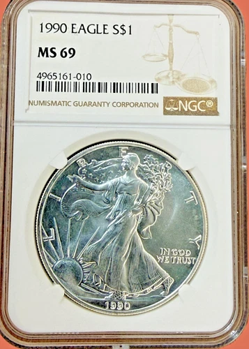 1990-S Silver Eagle Dollar NGC MS-69