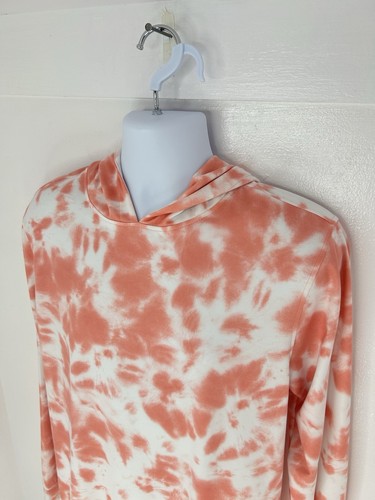 Waggle Performance Hoodie Size Medium White Coral Tie Dye Print Golf Athleisure - Picture 4 of 13