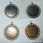 ROUND ANTIQUE SILVER BRONZE GOLD CAMEO CABOCHON PENDANT SETTING TRAY 20mm C13
