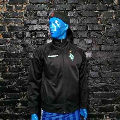 Werder Bremen Trainingsjacke mit Reißverschluss schwarz Kappa Polyester Herren Größe L UA1