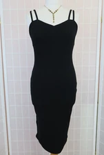 Jane Norman Dress Size 12 Black Bodycon Textured Double Straps Party Cocktail