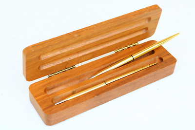 VINTAGE PENCIL PEN SET BOX lovely Wooden box LION's Club  Writing YE