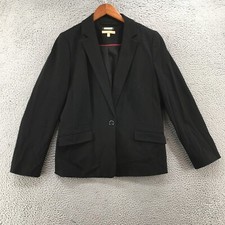 Talbots Blazer Suit Jacket Womens 14 Black Notch Lapel Long Sleeve One Button