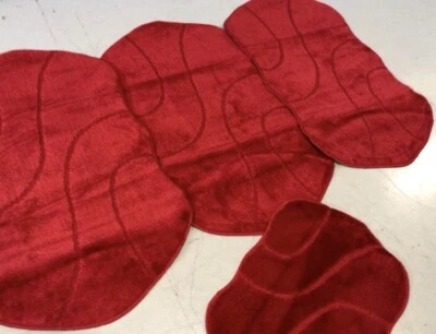 RUGWORLD X ROMANY GYPSY WAVABLES BEL SET ANTISCIVOLO DI 4 TAPPETINI/TAPPETI ROSSO TOURER TAGLIA VENDITA