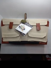 Picnic Time Pioneer Picnic Basket Beige Canvas With Leather Accents Serv. For 2