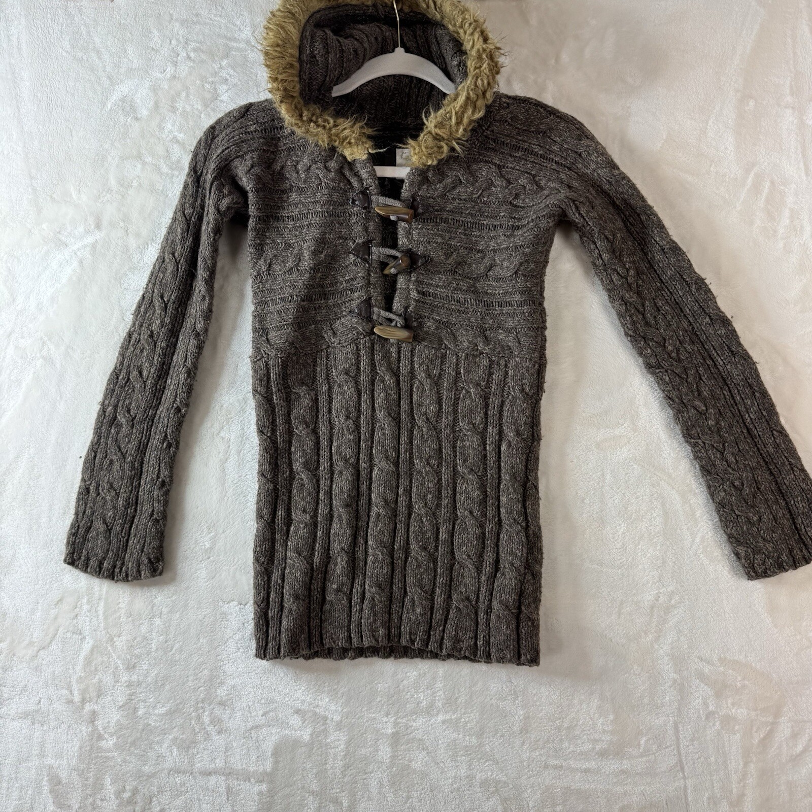 Vintage OLD NAVY Women’s Lambs Wool Blend Sweater Small Brown Toggle