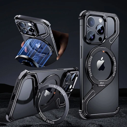For iPhone 16 15 Pro Max 14 Metal Rugged Magsafe Magnetic Frameless Case Cover - Picture 3 of 21