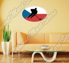 Czech Republic Flag Ice Hockey KHL NHL Oval Wall Sticker Interior Decor 25"X18"