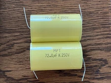 2 New 72 uF 250V Supertech MPT Film Audio Signal Crossover Capacitors (Qty)