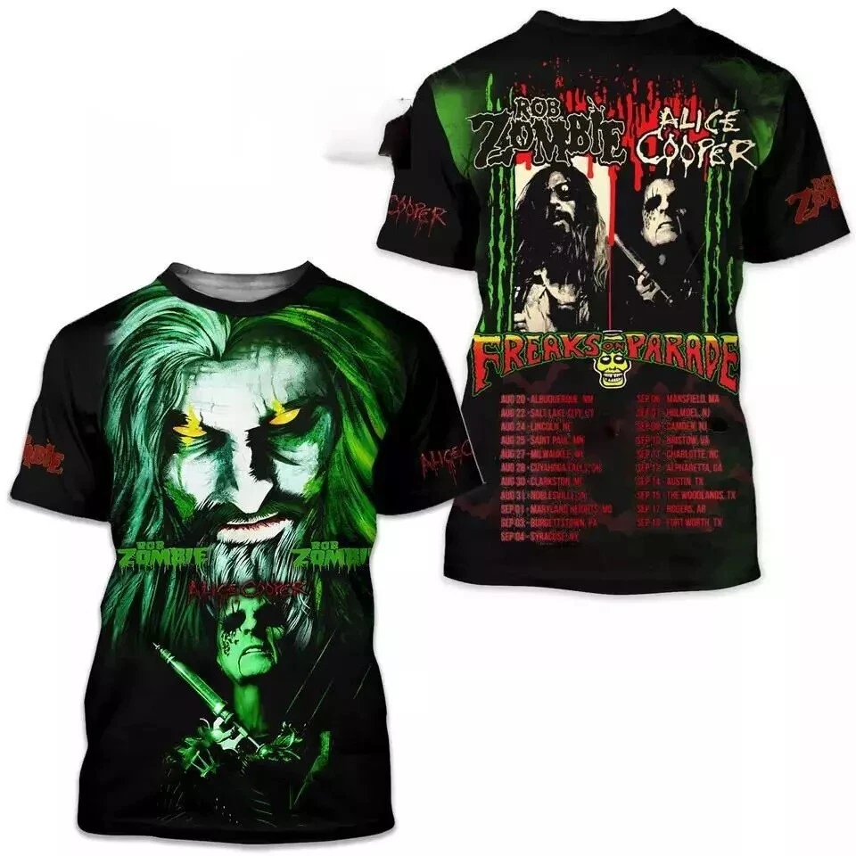 Rob Zombie and Alice Cooper s Freaks On Parade Tour 2024 3D T Shirt