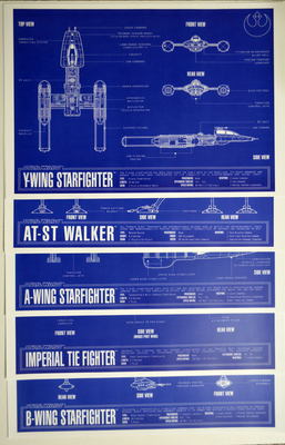 Set (9) BLUEPRINTS Star Wars Zanart Entertainmnt A-WING B-WING X