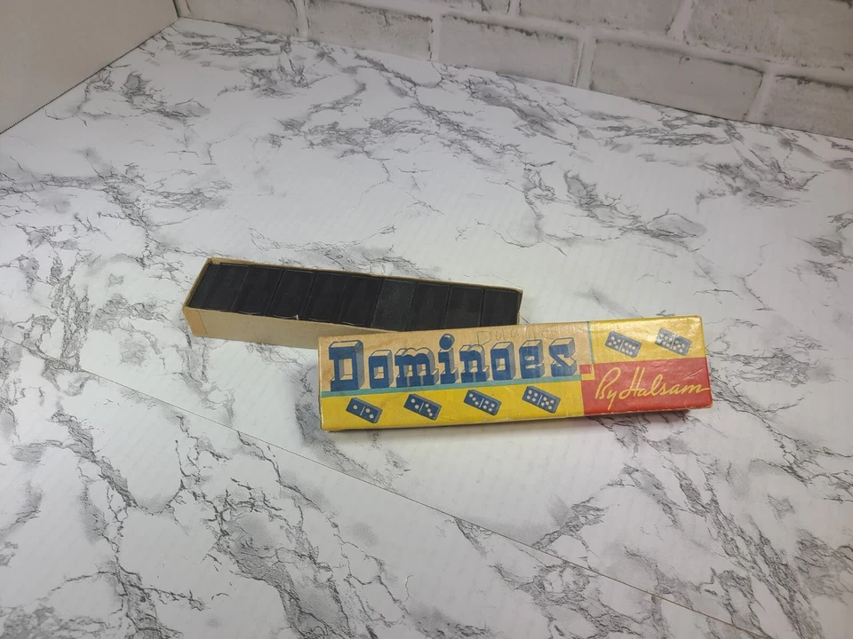 Vtg Wooden Dominoes Halsam Made in the USA NYC woolworth building - Image 4 of 4