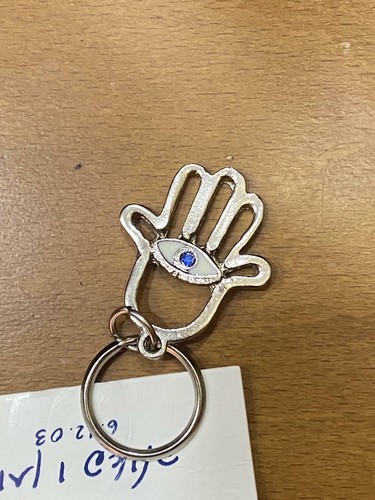 New Keychain Silver Blue Eye Small Palm Pendant Protect Evil Envy Decor 1"Wallet - Picture 5 of 5