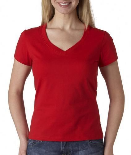 UK LARGE RED V NECK LONGER LENGTH S SLEEVE T SHIRT BELLA CANVAS