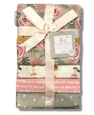 RECEIVING X4 - CRIBMATES GIRLS 243 - ROSE GREY PINK- BLANKETS COTTON 4 PACK BABY