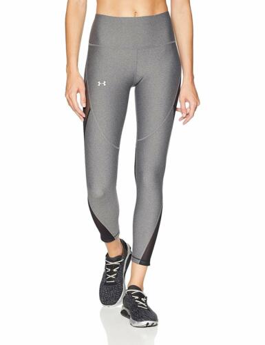 Under Armour Womens HeatGear Mesh Ankle Crop Compression Yoga Pants Silver Sz XL - 第 1/2 張圖片
