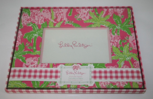Lilly Pulitzer Picture Frame Elephant Taboo Print Pink Green | Size: 4X6 NEW - Picture 1 of 3