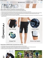 NWT Sportuli Mens sz 2XL XXL Black Graphic Print Padded Cycling Shorts 20D