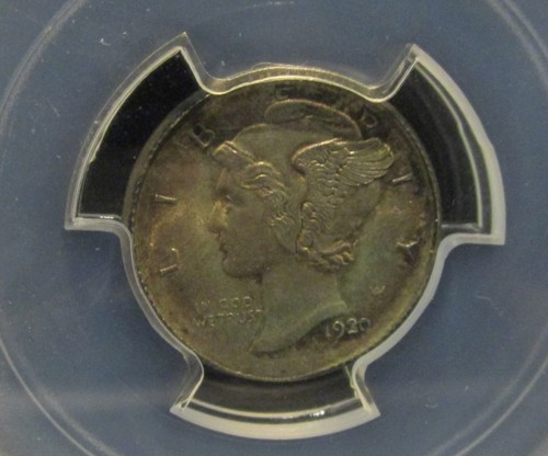 1920 Mercury Silver Dime - PCGS MS64 Mint Error Partial Collar Strike - 4771 - Picture 2 of 4