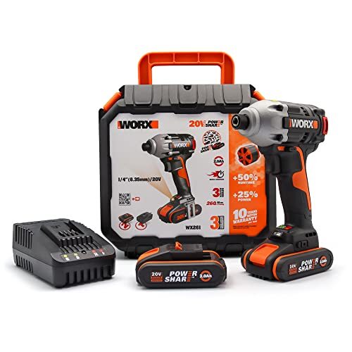 Worx WX261 Avvitatore ad impulsi brushless 230nm.-20V con 2 batterie da 2.0Ah