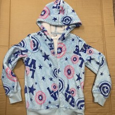 Marvel Girls Captain America Fleece Jacket - Blue/Pink - Size L 10/12 