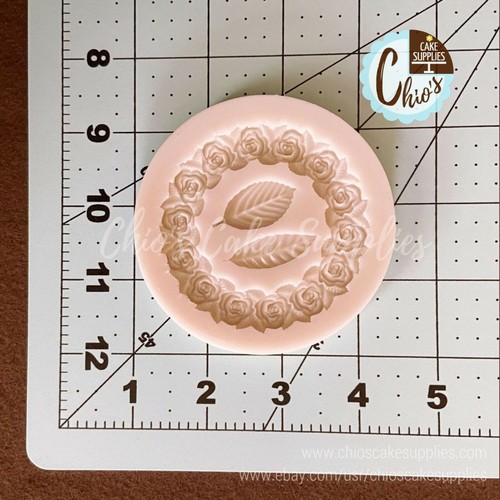 Rose wreath / floral round frame / leaves silicone mold - Picture 5 of 7