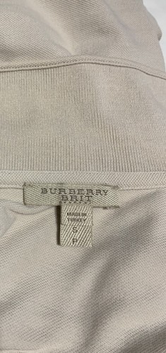 Burberry Brit Women's Sz Small Beige Polo Puff Short Sleeve Plaid Accent Shirt - Picture 8 of 9