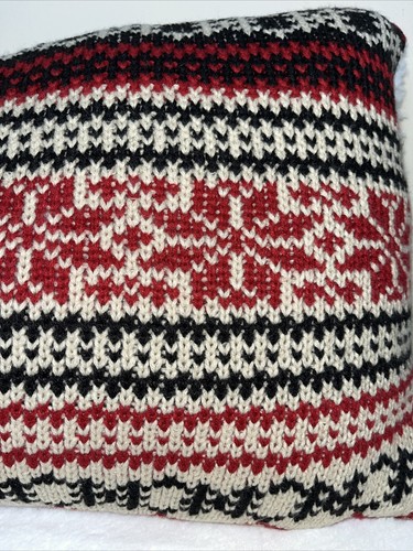 NEW Aspen Christmas “Sweater Weather” pillow, Fair Isle and faux Fur, 23X13” - Picture 4 of 11