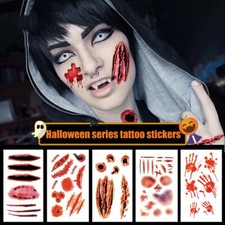 30PCS Horror Tattoo Sticker Bloody Wound Scab Body Face Decals Halloween Cosplay