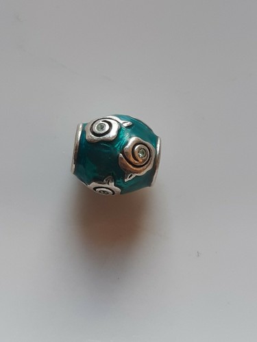 Chamilia silver 925 Teal enamel Roses bracelet charm *see pics/description