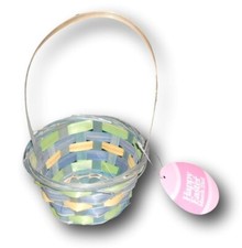 Retro Woven Wicker Greens Easter Basket Holiday Crafting Supply Tag Date 3.23.08