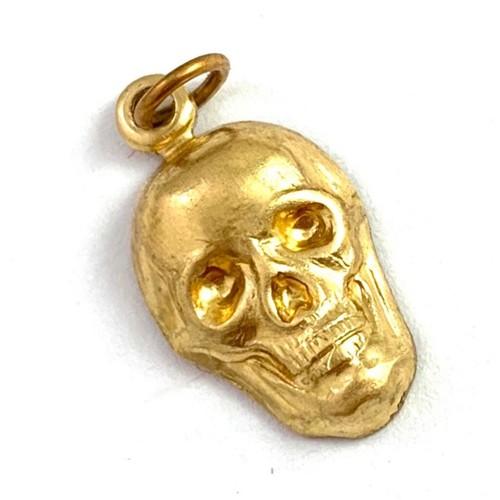 Skull Charm tiny Necklace Pendant Brass Metal Stamping jewelry