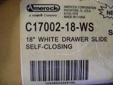 18" Cabinet Drawer Slides Self Closing, White 2 SETS AMEROCK 