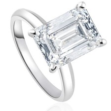 Certified 4Ct H/VS1 Emerald Cut Solitaire Dia...