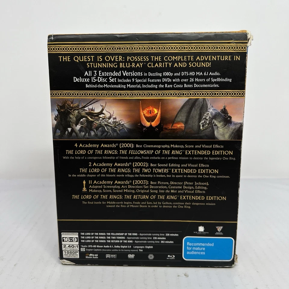 Lord Of The Rings Trilogy Blu Ray Extended Edition Boxset - Region B + Free Post - Image 3 of 4