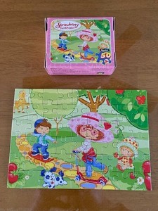 Two (2) VTG Strawberry Shortcake Mini Puzzles in Box USED 2003 Rose Art