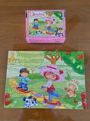 Two (2) VTG Strawberry Shortcake Mini Puzzles in Box USED 2003 Rose Art