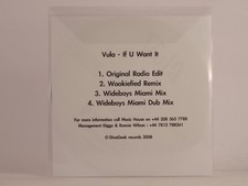 VULA IF YOU WANT IT (F39) 4 Track Promo CD Single including White Sleeve DIVA GE