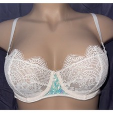 34D WHITE LACE SEQUINS VICTORIA'S SECRET DREAM ANGELS BALCONETTE BRA
