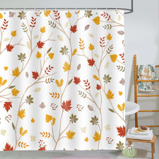 Fall Leaves Shower Curtain, Brown Eucalyptus Maple Leaf Plants Seasonal Autumn B