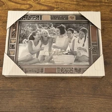 Fetco Home Decor Sisters 6x4 Metal Picture Frame Hearts NIB 2006